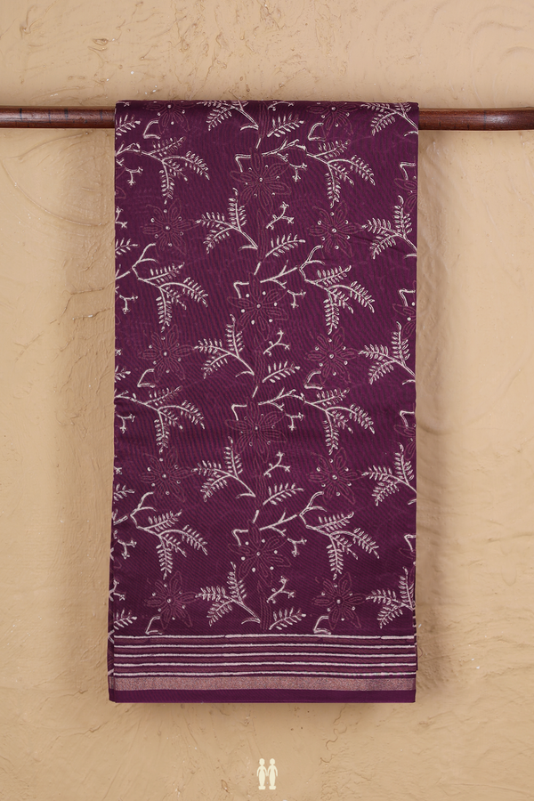 Chanderi Silk Cotton Saree In Purple With Printed Design