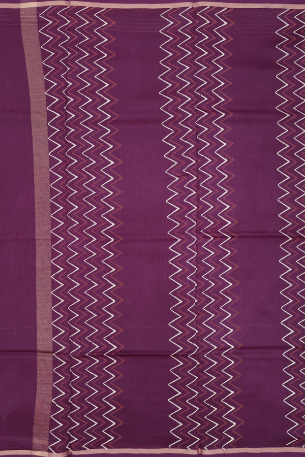 Chanderi Silk Cotton Saree In Purple With Printed Design