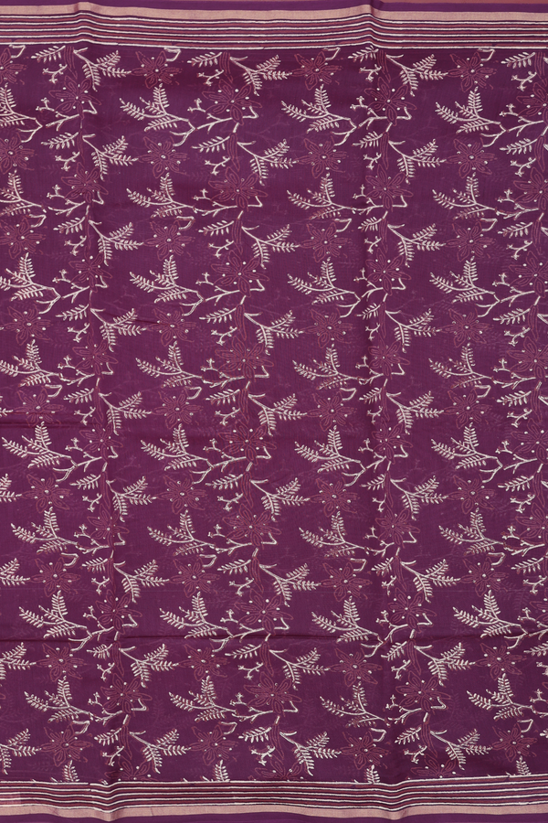 Chanderi Silk Cotton Saree In Purple With Printed Design