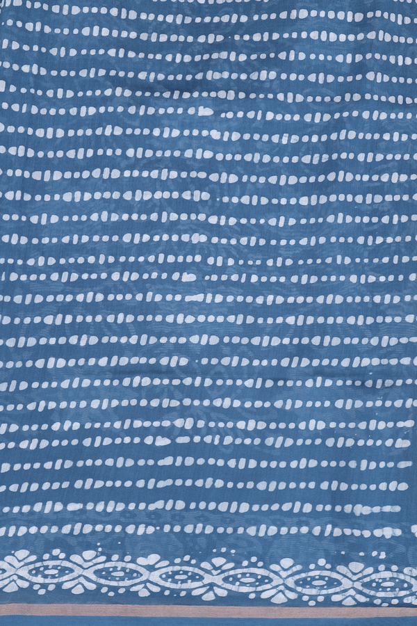 Chanderi Silk Cotton Saree In Capri Blue With Floral Design