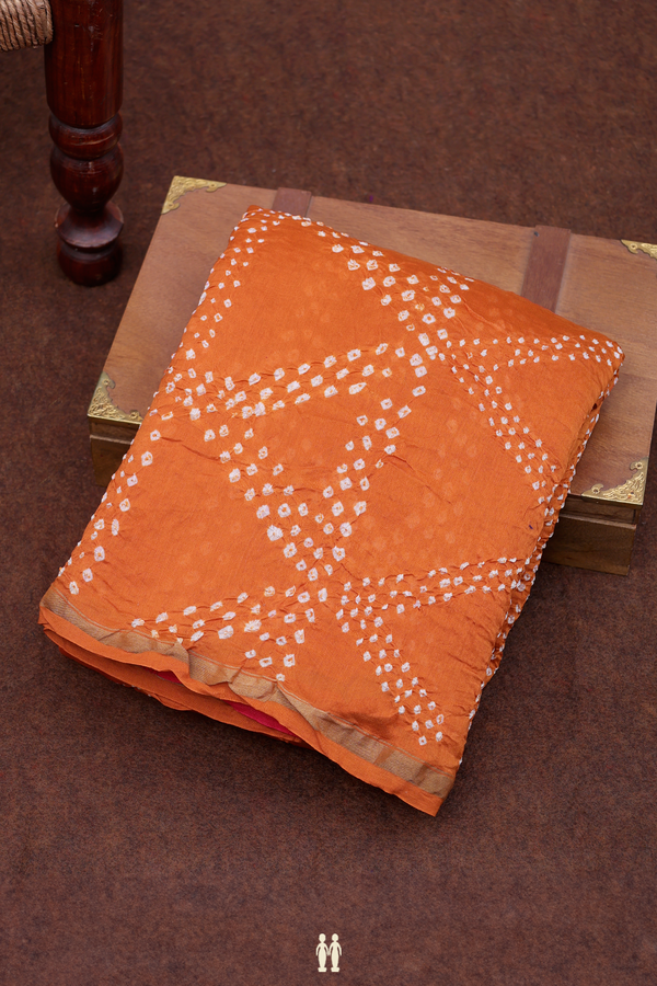 Bandhani Silk Saree In Royal Orange With Tie And Dye Design