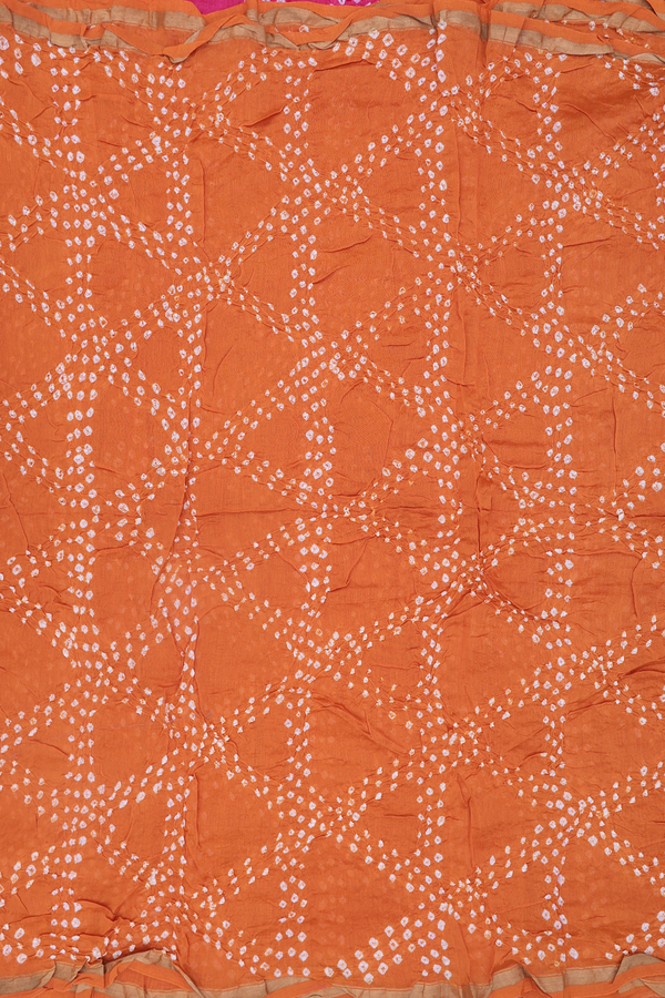 Bandhani Silk Saree In Royal Orange With Tie And Dye Design