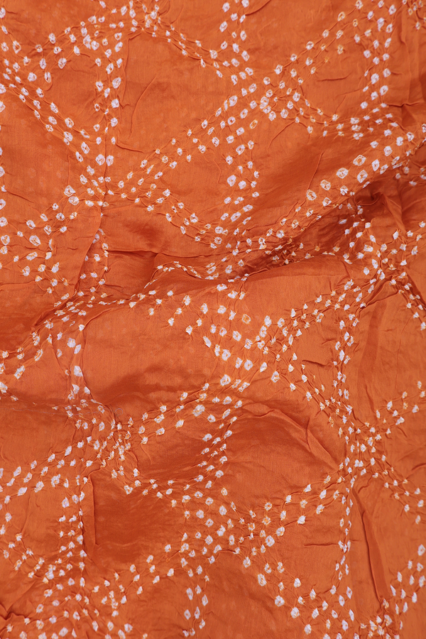 Bandhani Silk Saree In Royal Orange With Tie And Dye Design