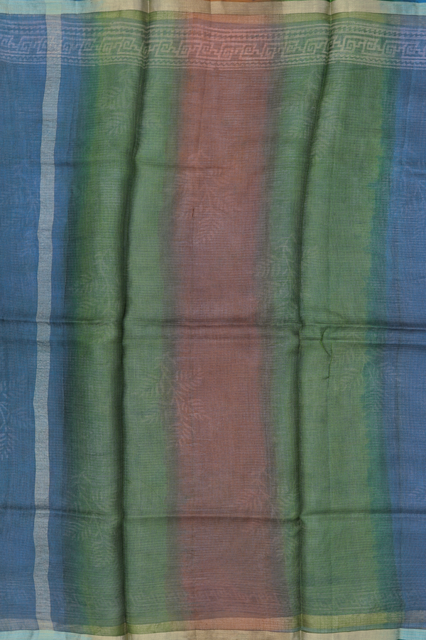 Kota Silk Saree In Grey With Leaf Motifs