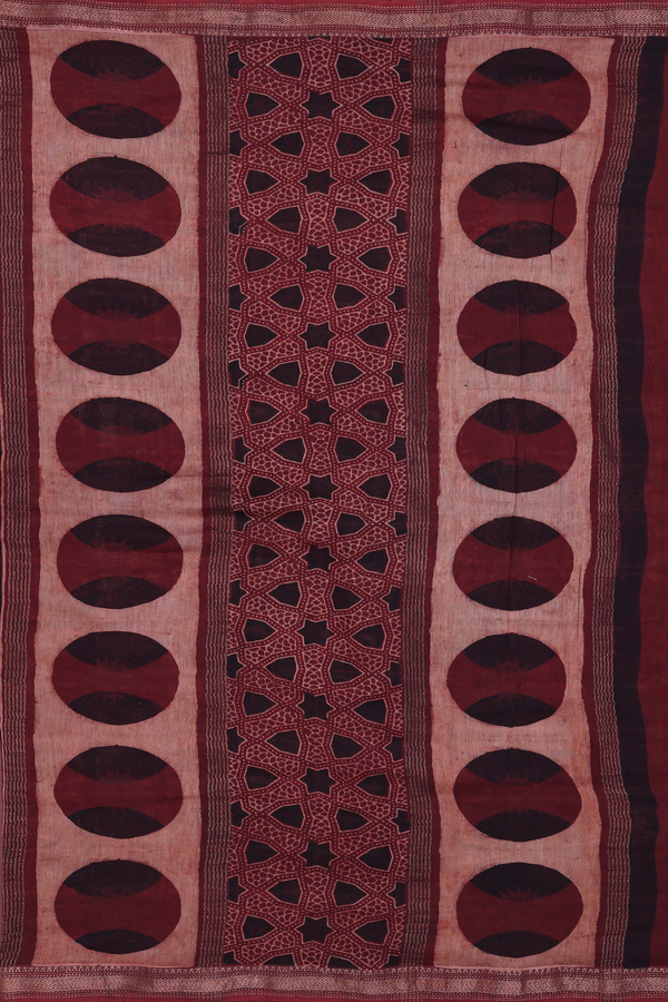 Chanderi Silk Cotton Saree In Brown With Checks Design