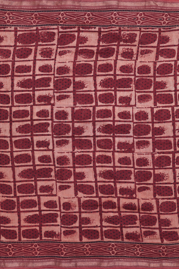 Chanderi Silk Cotton Saree In Brown With Checks Design