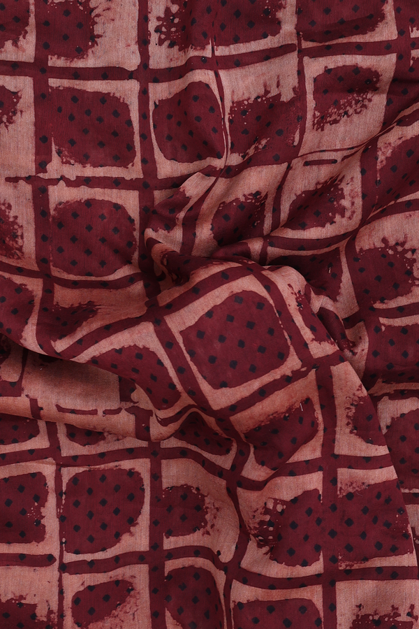 Chanderi Silk Cotton Saree In Brown With Checks Design
