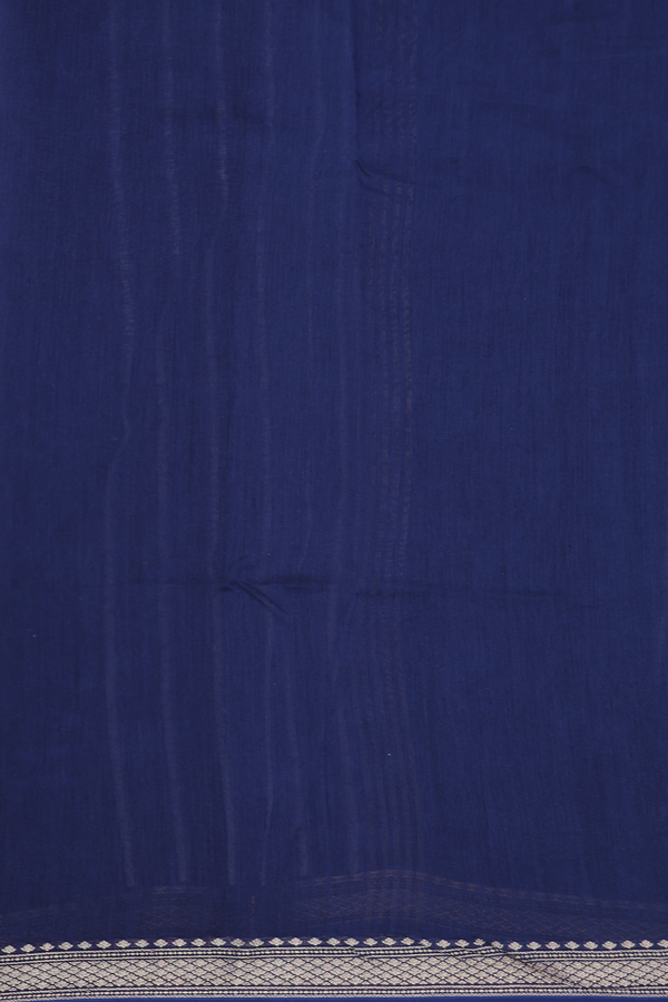 Chanderi Silk Cotton Saree In Blue With Floral Design