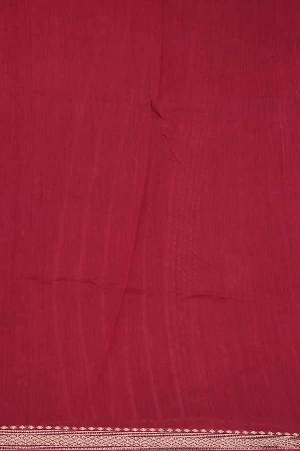 Chanderi Silk Cotton Saree In Rust Red With Floral Design