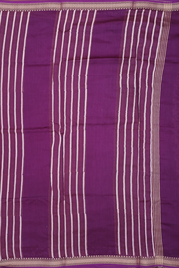 Chanderi Silk Cotton Saree In Purple With Floral Design