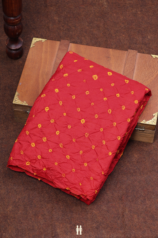 Bandhani Silk Saree In Red With Tie And Dye Design