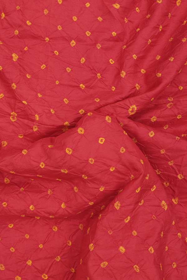 Bandhani Silk Saree In Red With Tie And Dye Design