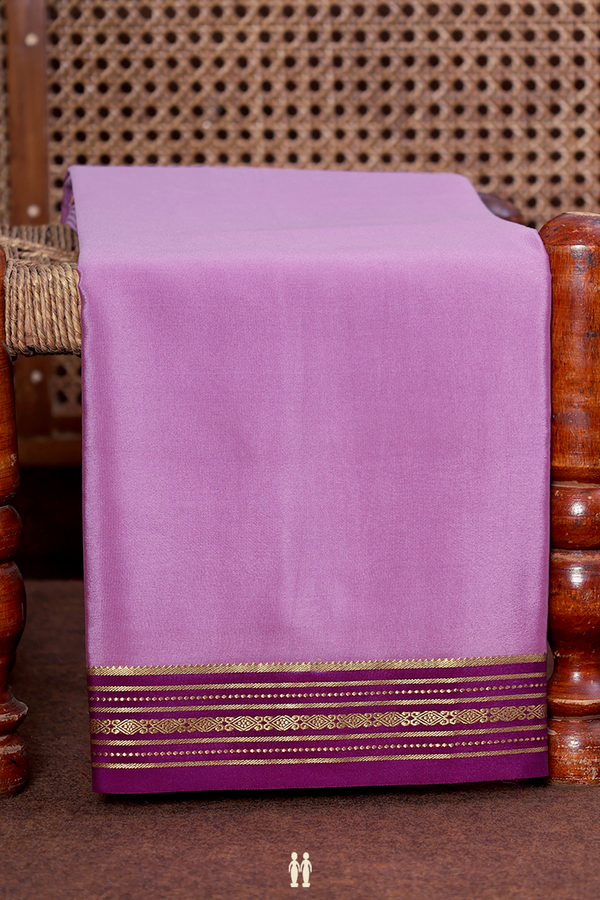 Mysore Silk Saree In Purple With Contrast Border