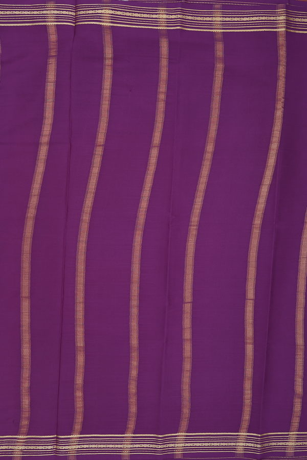Mysore Silk Saree In Purple With Contrast Border