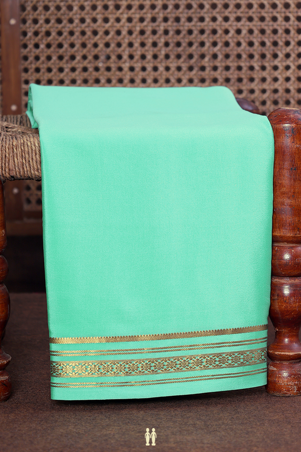 Mysore Silk Saree In Mint Green With Zari Border
