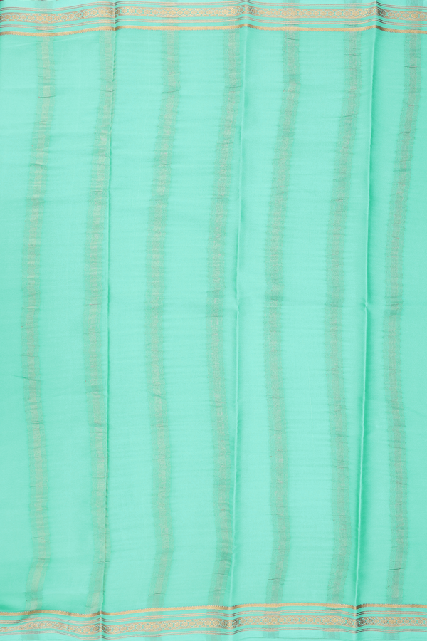 Mysore Silk Saree In Mint Green With Zari Border