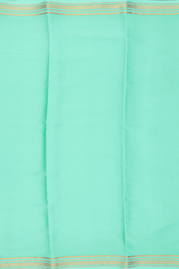 Mysore Silk Saree In Mint Green With Zari Border