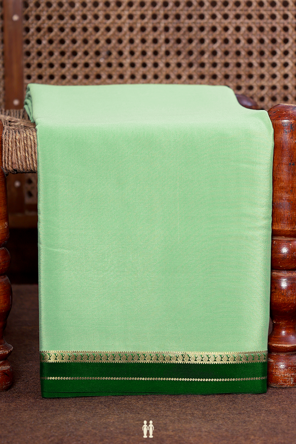 Mysore Silk Saree In Mint Green With Contrast Border