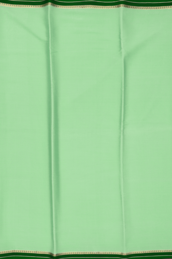 Mysore Silk Saree In Mint Green With Contrast Border