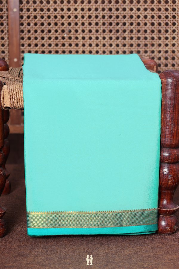 Mysore Silk Saree In Tiffany Blue With Contrast Border