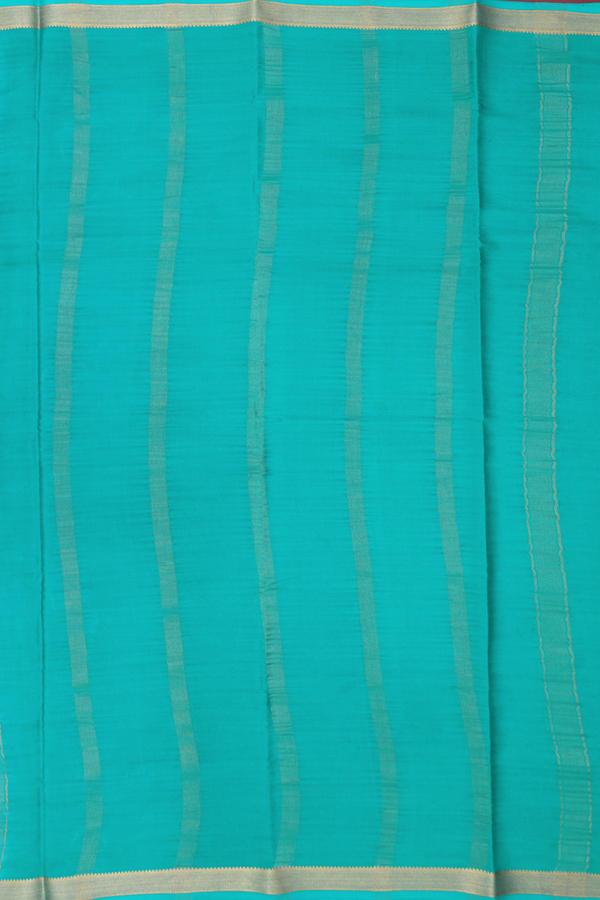 Mysore Silk Saree In Tiffany Blue With Contrast Border