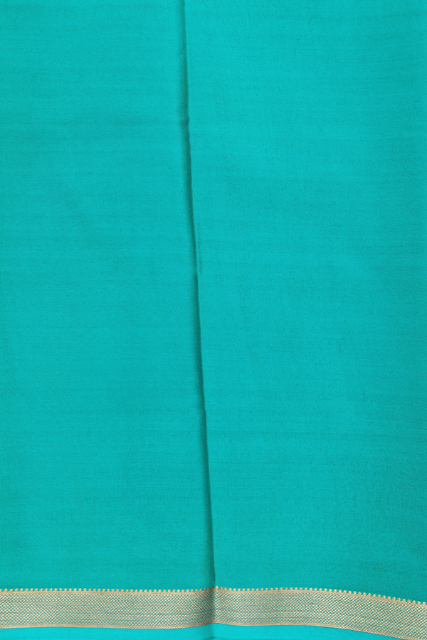 Mysore Silk Saree In Tiffany Blue With Contrast Border