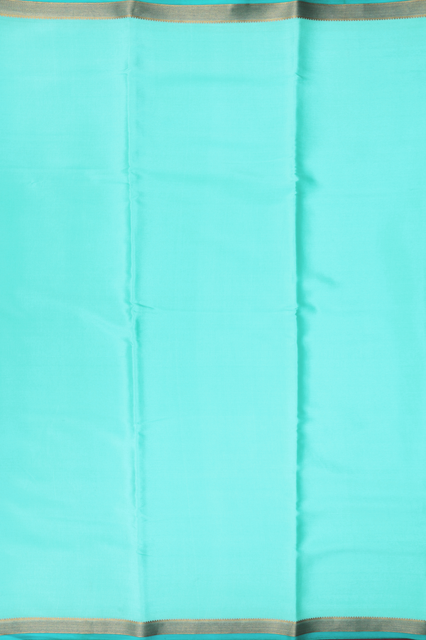 Mysore Silk Saree In Tiffany Blue With Contrast Border