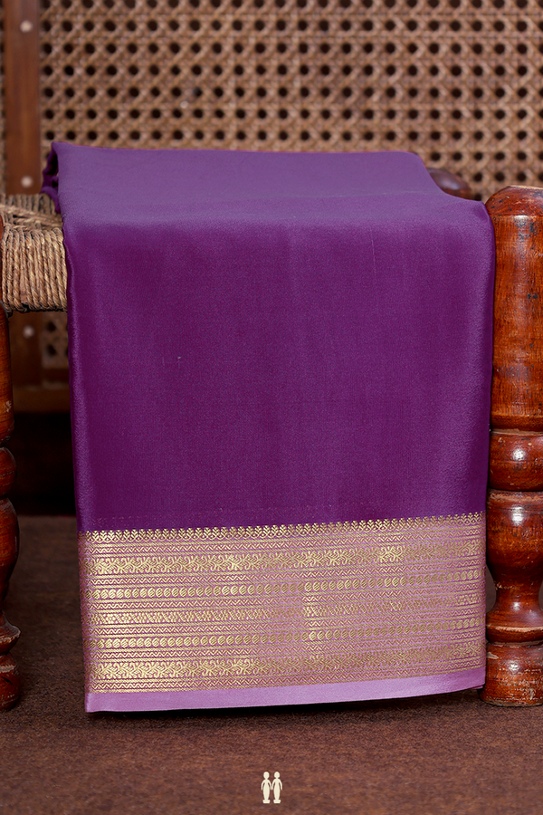 Mysore Silk Saree In Deep Purple With Zari Border