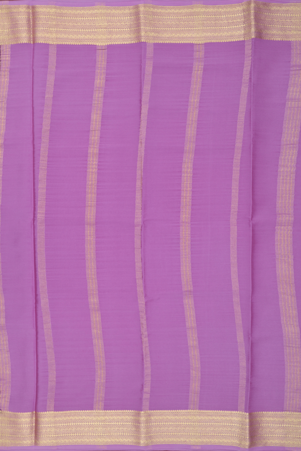 Mysore Silk Saree In Deep Purple With Zari Border