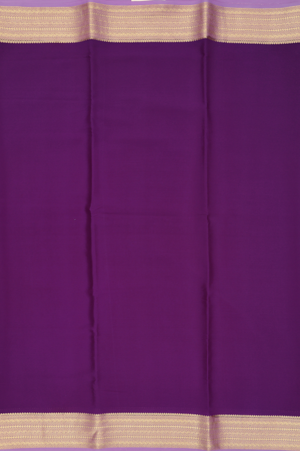 Mysore Silk Saree In Deep Purple With Zari Border
