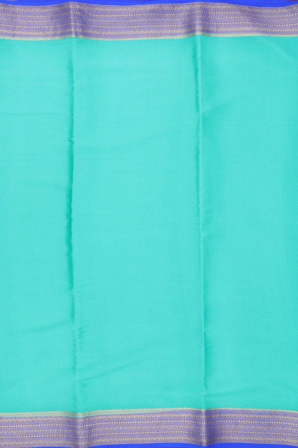 Mysore Silk Saree In Bluish Green With Contrast Border