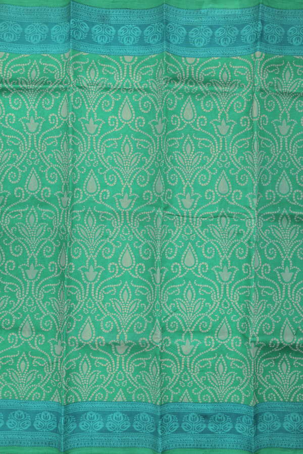 Printed Silk Saree In Green With Allover Design