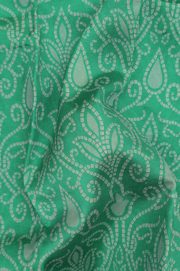 Printed Silk Saree In Green With Allover Design