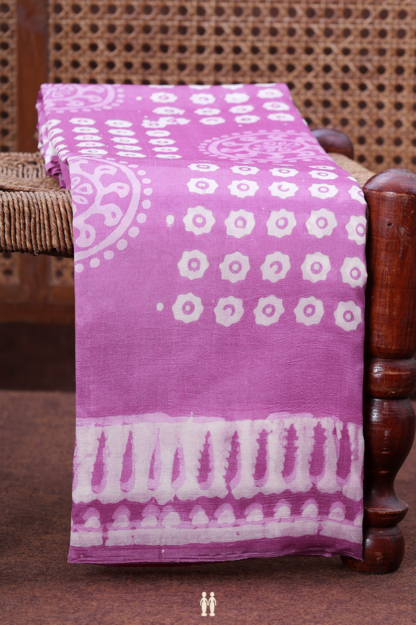 Printed Silk Saree In Orchid Purple With Chakram Design