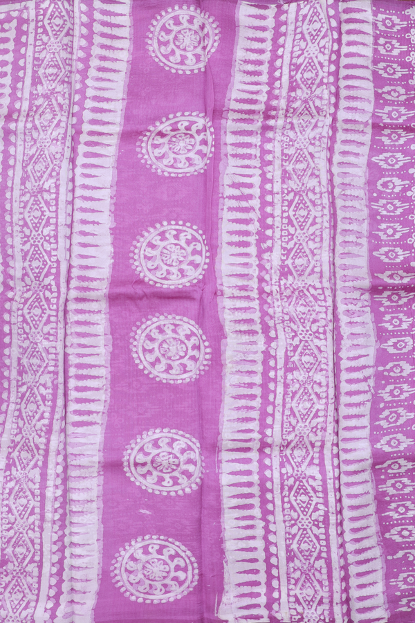 Printed Silk Saree In Orchid Purple With Chakram Design