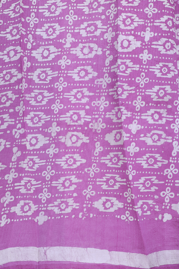 Printed Silk Saree In Orchid Purple With Chakram Design