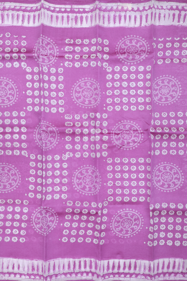 Printed Silk Saree In Orchid Purple With Chakram Design