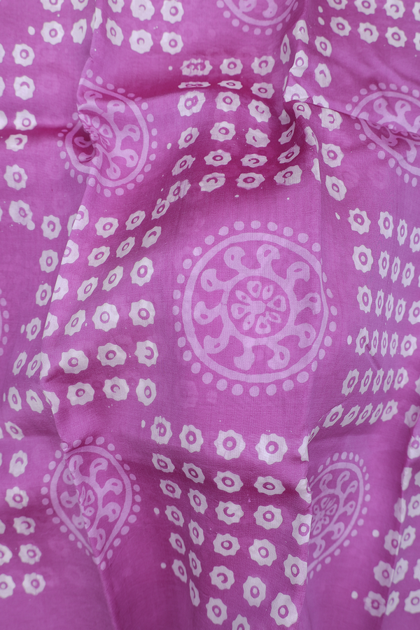 Printed Silk Saree In Orchid Purple With Chakram Design