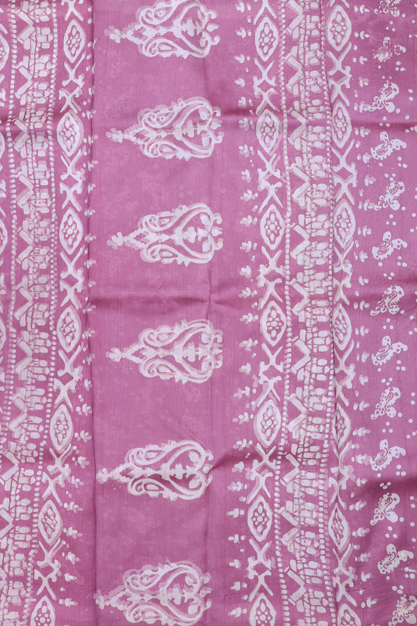 Printed Silk Saree In Mauve With Floral Motifs