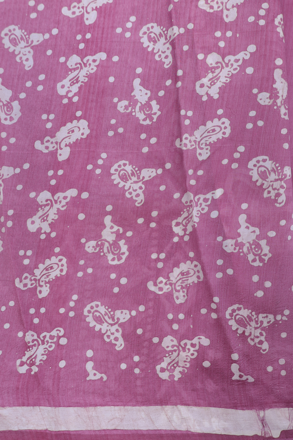 Printed Silk Saree In Mauve With Floral Motifs