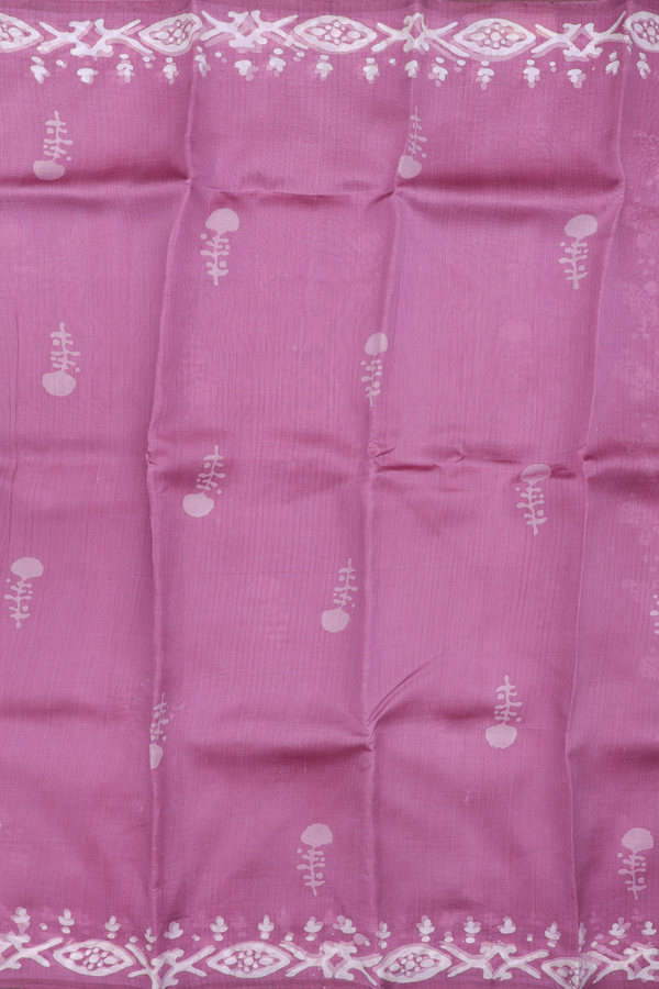 Printed Silk Saree In Mauve With Floral Motifs