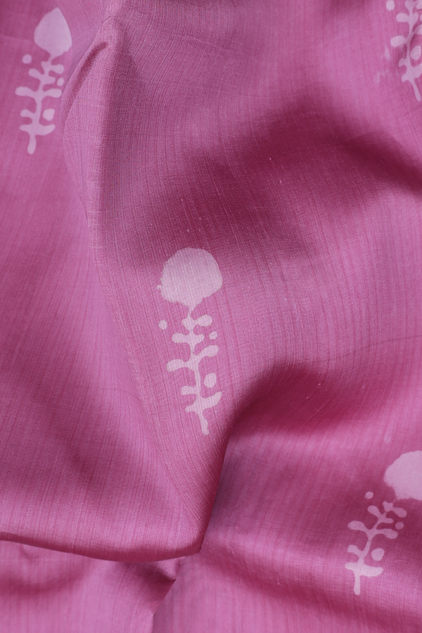 Printed Silk Saree In Mauve With Floral Motifs