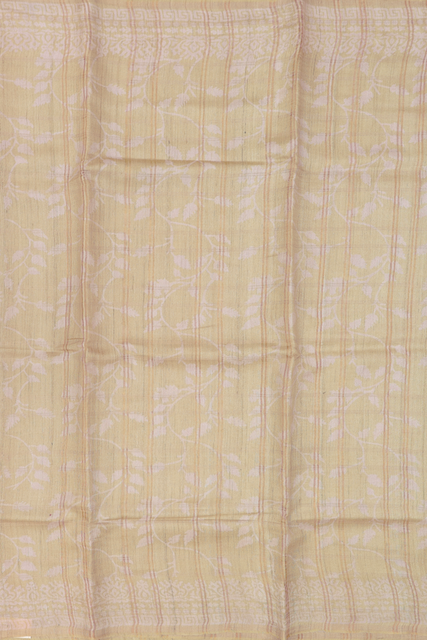 Tussar Silk Saree In Light Brown With Allover Design