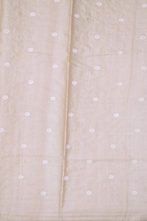 Tussar Silk Saree In Off White With Embroidered Design
