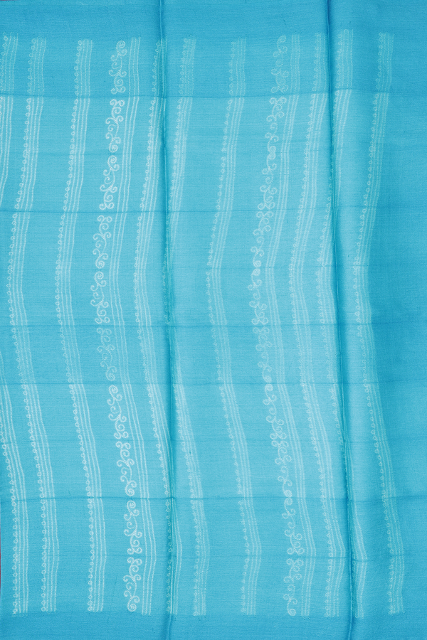 Tussar Silk Saree In Cerulean Blue With Shibori Design