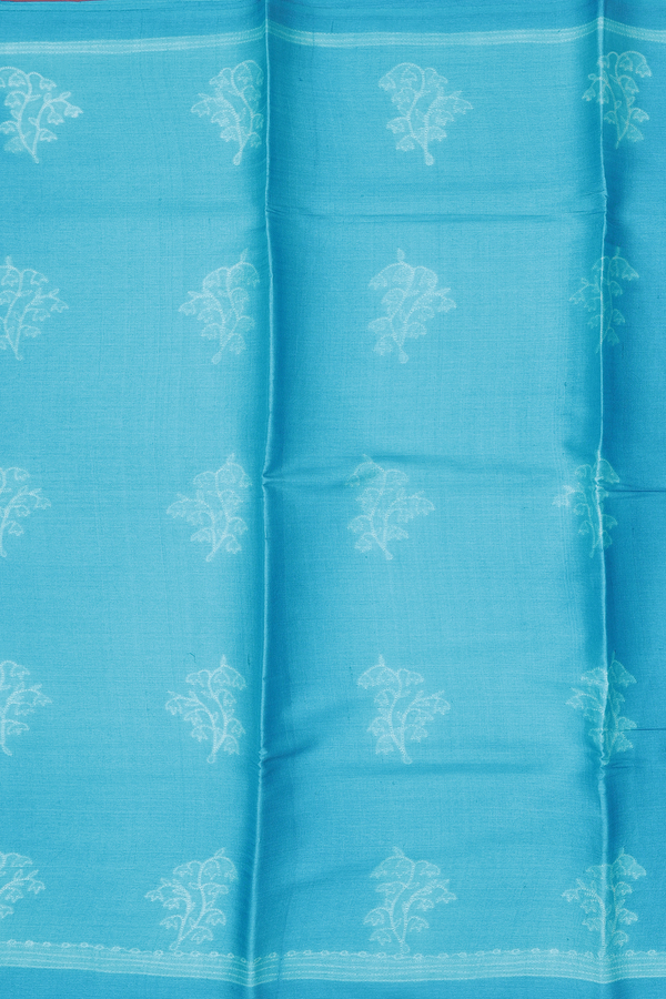 Tussar Silk Saree In Cerulean Blue With Shibori Design