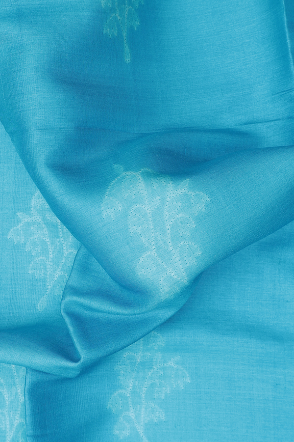 Tussar Silk Saree In Cerulean Blue With Shibori Design