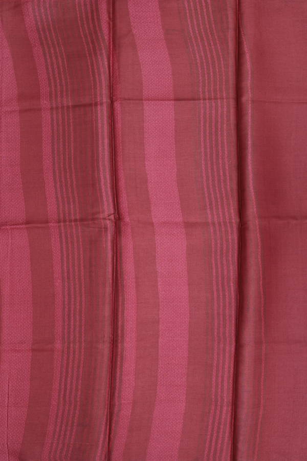 Tussar Silk Saree In Orange With Leaf Design