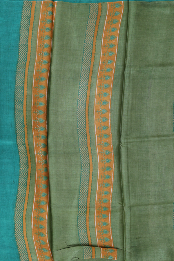 Tussar Silk Saree In Green With Allover Design