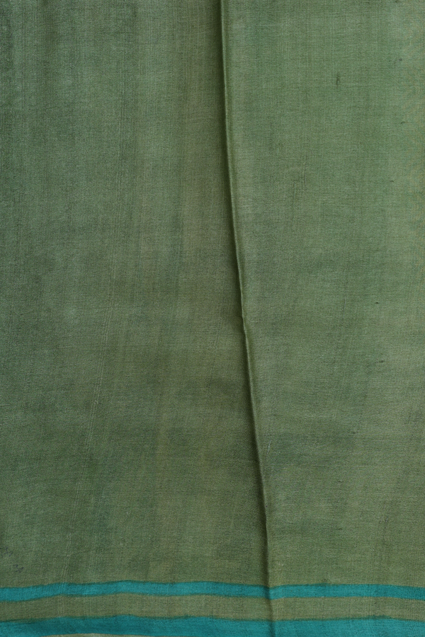 Tussar Silk Saree In Green With Allover Design